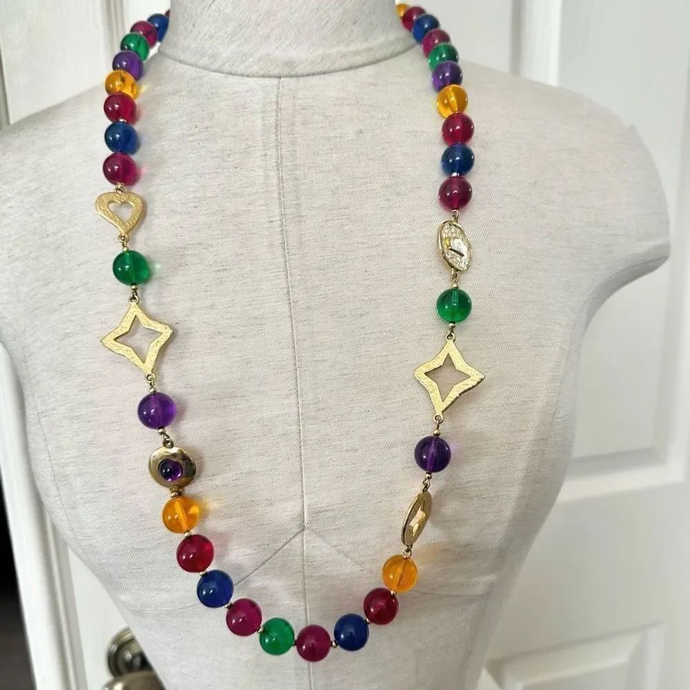 Liz Claiborne colorful vintage beaded necklace